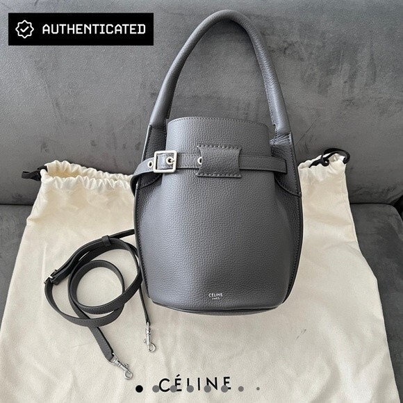 Celine Handbags - Celine Big Bag Nano Bucket Grey Grained Calfskin